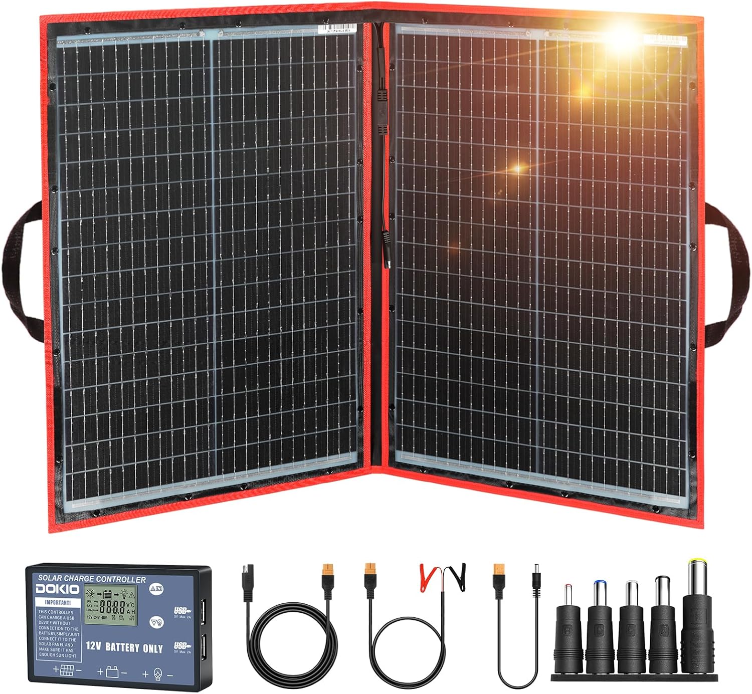 DOKIO Kit de panel solar plegable 100W